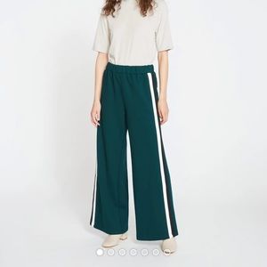 Universal Standard Forest Green Stephanie Wide Leg Stripe Pants